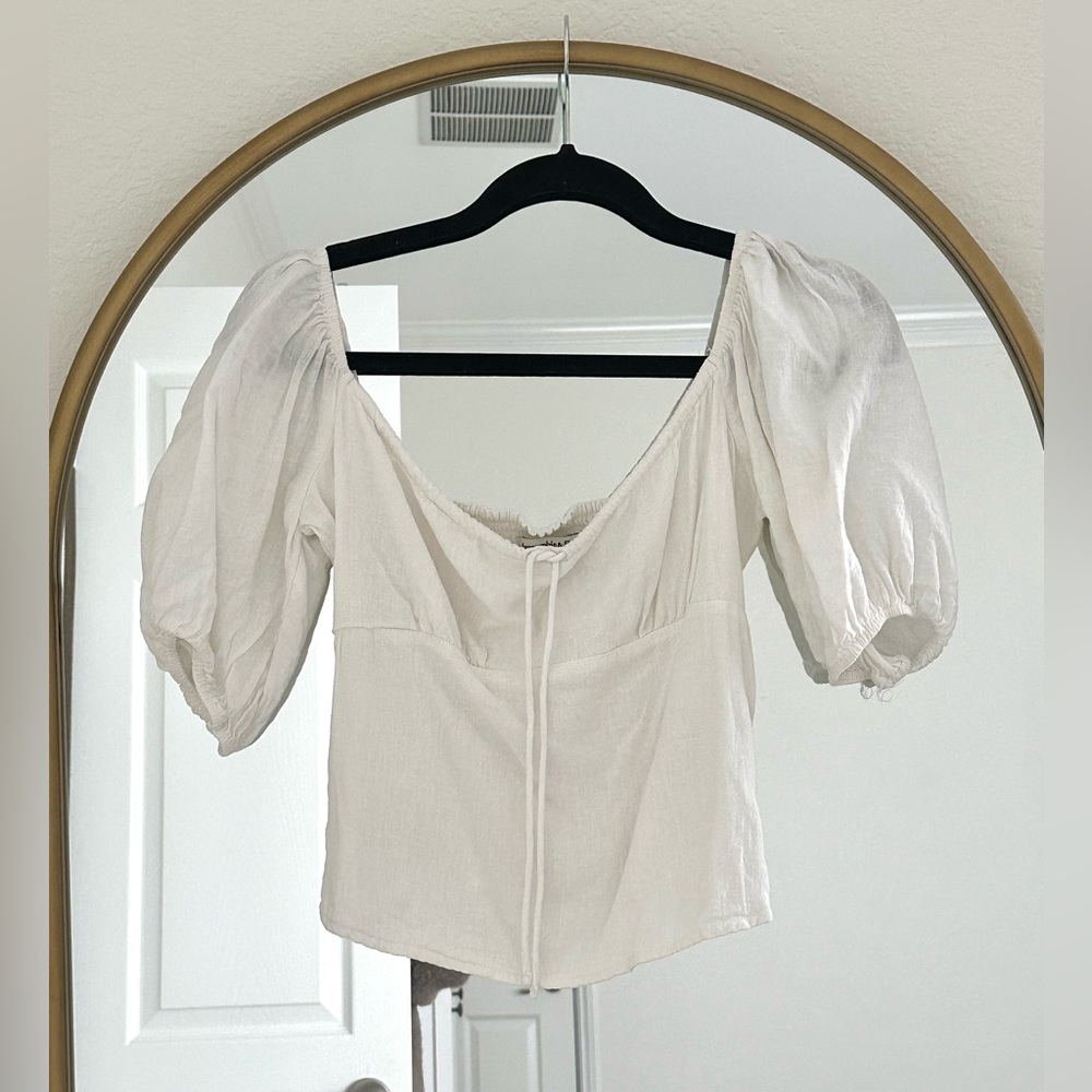 Abercrombie Linen-Blend Tie-Front Top